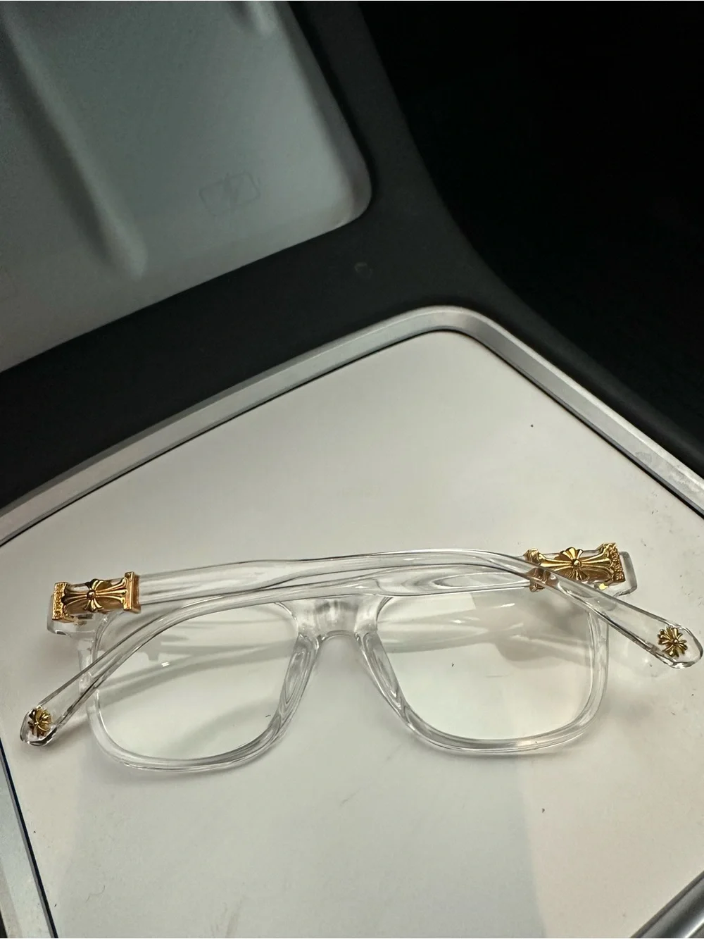 Clear and Gold Chrome Hearts Glasses